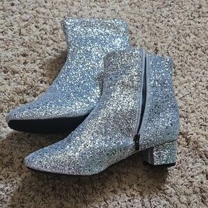 Silver Glitter Ankle Boots